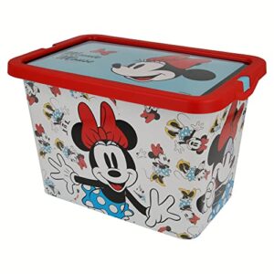stor st-02804 02804 minnie mouse click 7l storage box, cartoons, multicoloured, mediano