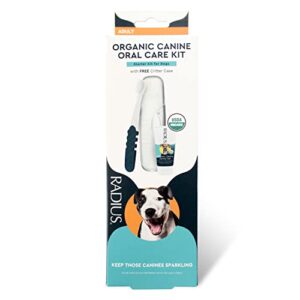 radius usda organic dental solutions adult kit 1 unit, 1 dog toothbrush & 1 0.8oz toothpaste, firm bristle & non toxic toothpaste for dogs, designed to clean teeth, xylitol free