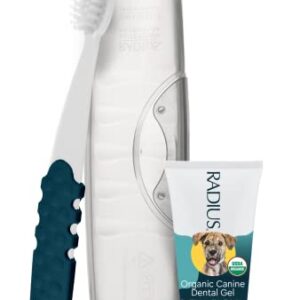 RADIUS USDA Organic Dental Solutions Adult Kit 1 Unit, 1 Dog Toothbrush & 1 0.8oz Toothpaste, Firm Bristle & Non Toxic Toothpaste for Dogs, Designed to Clean Teeth, Xylitol Free