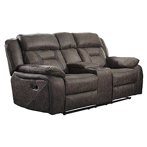 Homelegance Oliver 76" Microfiber Double Reclining Loveseat (Manual), Dark Brown