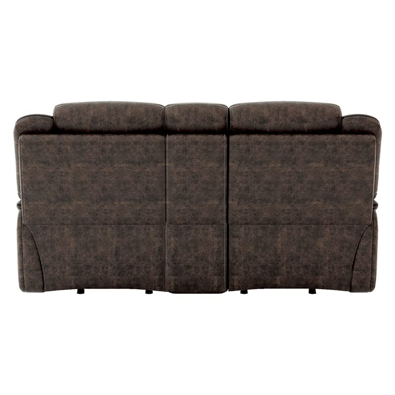 Homelegance Oliver 76" Microfiber Double Reclining Loveseat (Manual), Dark Brown