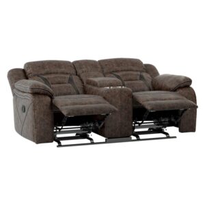 Homelegance Oliver 76" Microfiber Double Reclining Loveseat (Manual), Dark Brown