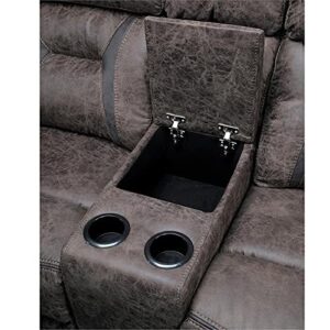 Homelegance Oliver 76" Microfiber Double Reclining Loveseat (Manual), Dark Brown