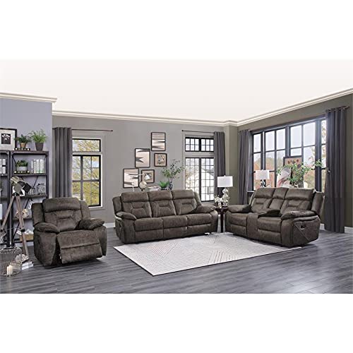 Homelegance Oliver 76" Microfiber Double Reclining Loveseat (Manual), Dark Brown