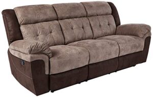 homelegance chai 91" microfiber double reclining sofa (manual), brown