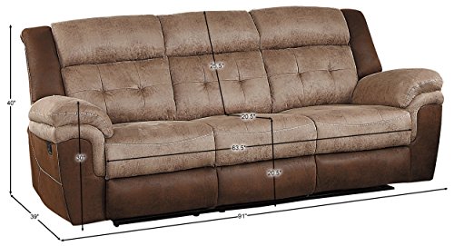 Homelegance Chai 91" Microfiber Double Reclining Sofa (Manual), Brown