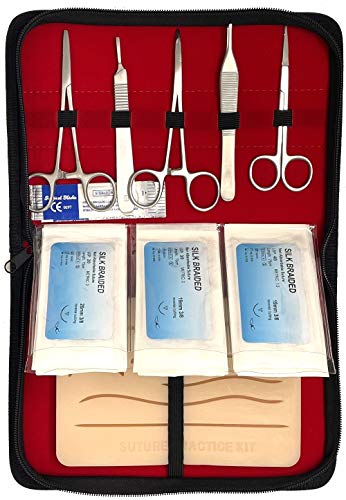 Suture Practice Kit w Suturing Guide E-Book,[Large Case Large Pad & Variety of Sutures w Slots] 4th Gen Pad, Tools Suture Needles by Medical Professionals for Residents Med Dental Vet School Students