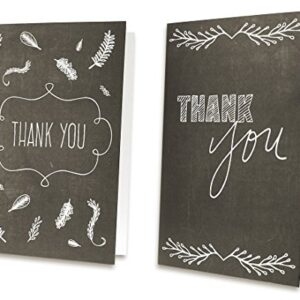 144-Count Thank You Cards with Envelopes, Blank 6 Assorted Bulk Thank You Greeting Notes Black and White Chalkboard Designs for Graduation Baby and Bridal Shower Birthday Wedding Party, 4 x 6 inches