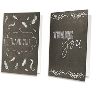 144-Count Thank You Cards with Envelopes, Blank 6 Assorted Bulk Thank You Greeting Notes Black and White Chalkboard Designs for Graduation Baby and Bridal Shower Birthday Wedding Party, 4 x 6 inches