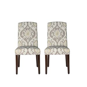 homepop home decor | upholstered patterned parsons dining chairs set of 2 | accent chairs set of 2 with curved back, suri brown