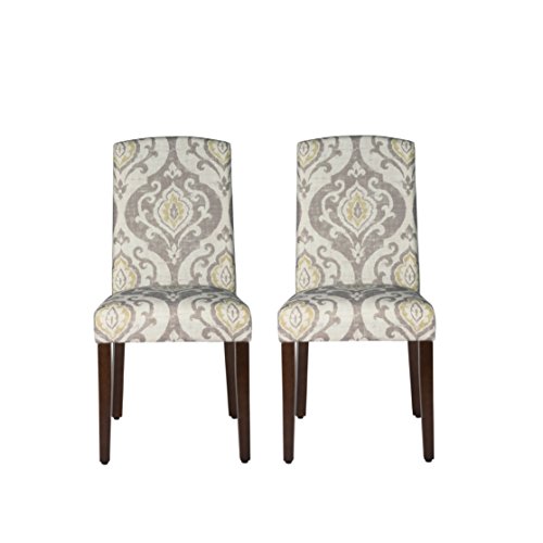 Homepop Home Decor | Upholstered Patterned Parsons Dining Chairs Set of 2 | Accent Chairs Set of 2 with Curved Back, Suri Brown