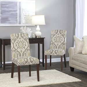 Homepop Home Decor | Upholstered Patterned Parsons Dining Chairs Set of 2 | Accent Chairs Set of 2 with Curved Back, Suri Brown