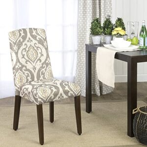 Homepop Home Decor | Upholstered Patterned Parsons Dining Chairs Set of 2 | Accent Chairs Set of 2 with Curved Back, Suri Brown