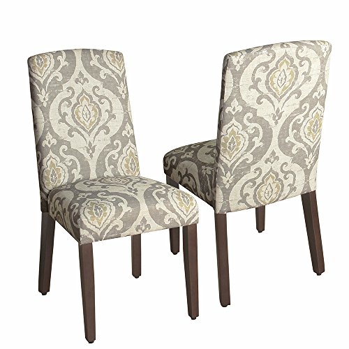 Homepop Home Decor | Upholstered Patterned Parsons Dining Chairs Set of 2 | Accent Chairs Set of 2 with Curved Back, Suri Brown