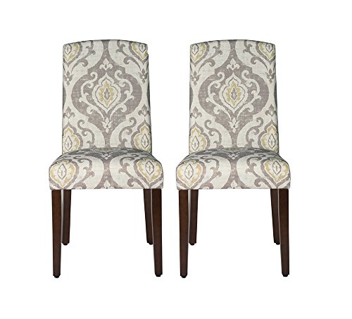 Homepop Home Decor | Upholstered Patterned Parsons Dining Chairs Set of 2 | Accent Chairs Set of 2 with Curved Back, Suri Brown