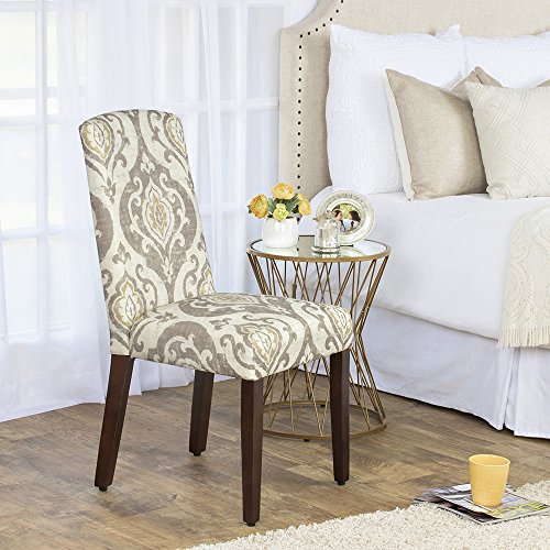 Homepop Home Decor | Upholstered Patterned Parsons Dining Chairs Set of 2 | Accent Chairs Set of 2 with Curved Back, Suri Brown