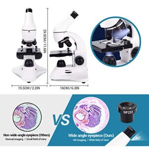 USCAMEL Microscope for Adults Kids, 100X-2000X Magnification Microscope with Microscope Slides Phone Adapter, Compound Monocular Microscope Kit for Students School Home Education