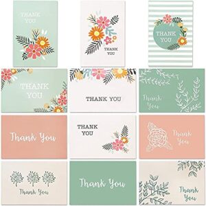 96-count thank you cards with envelopes, bulk box set blank thank you greeting notes for baby and bridal shower graduation birthday wedding party, 12 all occasion assorted floral designs, 4 x 6 inches