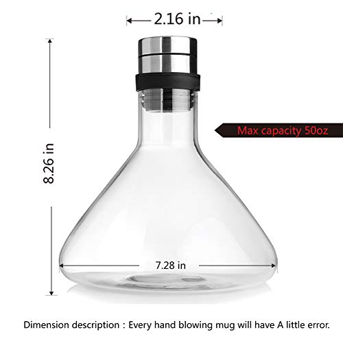 NORTHOME Wine Breather Carafe Decanter with lid 50oz, High-borosilicate heat-resistant glass refined by Mouthblown carafe