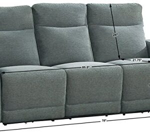 Homelegance Edition 78" Fabric Power Double Lay-Flat Reclining Sofa, Dove