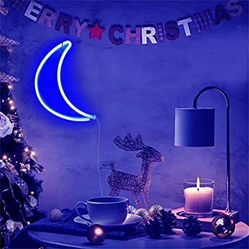 Nordstylee Neon Moon Signs USB or Battery Powered Art Decorative Lights for Children's Room/Birthday Party/Holiday/Wedding Decoration (Blue)