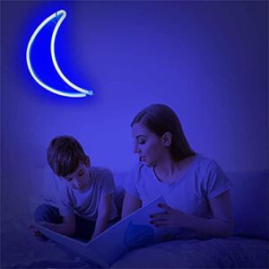 Nordstylee Neon Moon Signs USB or Battery Powered Art Decorative Lights for Children's Room/Birthday Party/Holiday/Wedding Decoration (Blue)