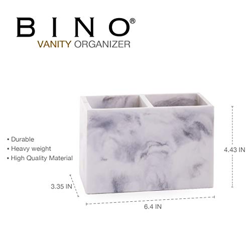 BINO Multi Purpose 2 Compartment Organizer - Makeup Brush Holder Makeup Brush Organizer Holder Makeup Holder Organizer Toothbrush Holder Marble Bathroom Accessories