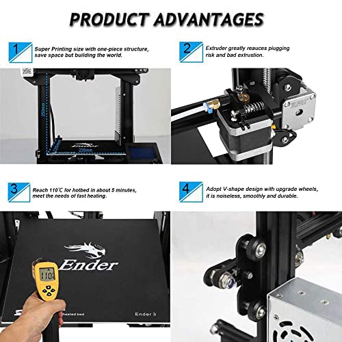 Official Creality Ender 3 3D Printer Fully Open Source with Resume Printing Function DIY 3D Printers Printing Size 8.66x8.66x9.84 inch