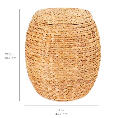 Best Choice Products Vintage Multipurpose Hyacinth Storage Basket, Plant Décor, Handwoven Organizer Tote for Bedroom, Living Room, Bathroom, w/Lid - Natural