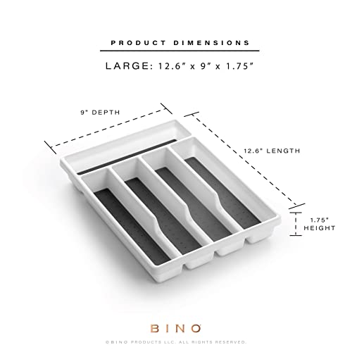 BINO | 5-Slot Silverware Organizer | Small - White Cutlery Tray Organizer | Silverware Storage for Drawer | BPA-Free Plastic Organizers with Soft-Grip Lining and Rounded Corners | Utensil Organizer