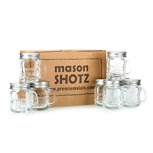 Premium Vials - Mini Mason Jar Shot Glasses with Handles (Set of 8) – Leak-Proof Lids - Great For Shots, Drinks, Favors, Candles And Crafts