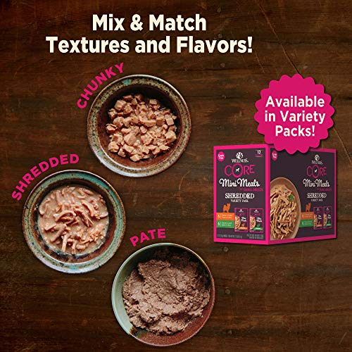 Wellness CORE Natural Grain Free Small Breed Mini Meals Wet Dog Food, Shredded Chicken & Turkey Dinner in Gravy, 3-Ounce Pouch (Pack of 12)