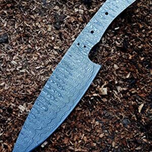 JNR Traders Forged Damascus Steel Chef Knife Blank Blade for Knife Making Diy Professional Kitchen Knives Blanks 10.50" Jnr6045Ld