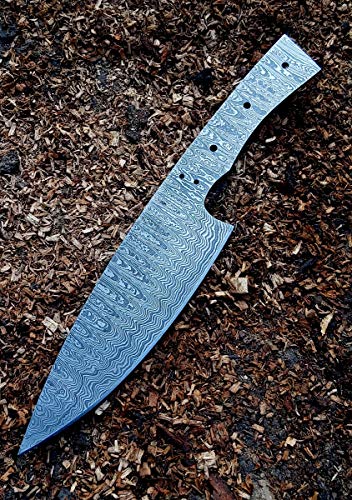 JNR Traders Forged Damascus Steel Chef Knife Blank Blade for Knife Making Diy Professional Kitchen Knives Blanks 10.50" Jnr6045Ld