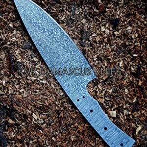 JNR Traders Forged Damascus Steel Chef Knife Blank Blade for Knife Making Diy Professional Kitchen Knives Blanks 10.50" Jnr6045Ld