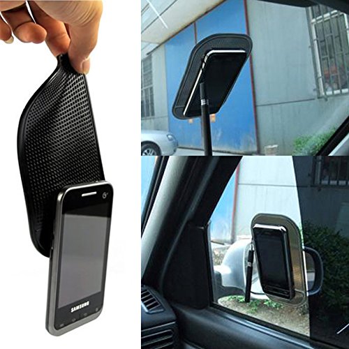 Anti-Slip Pad, Bysameyee Anti-Slide Fixate Sticky Mat for Car Dashboard, Silica Gel Non-Slip Pads for Radar Detector Cellphone, Pad, Keys,Glass, Mirrors, Whiteboards, Metal (Black, 5 Packs)