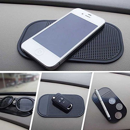 Anti-Slip Pad, Bysameyee Anti-Slide Fixate Sticky Mat for Car Dashboard, Silica Gel Non-Slip Pads for Radar Detector Cellphone, Pad, Keys,Glass, Mirrors, Whiteboards, Metal (Black, 5 Packs)