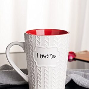 Ynsfree I Love You Mug 16 oz Coffee Tea Cup for Dad/Father/Mom/Grandma/Ladies/Wife,Birthday/Christmas/Anniversary/Valentine,Holidays Ceramic Mugs