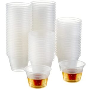 matana 100 crystal clear plastic jager bomb shot glasses, party shot cups - sturdy, disposable & reusable