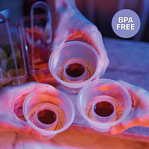 MATANA 100 Crystal Clear Plastic Jager Bomb Shot Glasses, Party Shot Cups - Sturdy, Disposable & Reusable