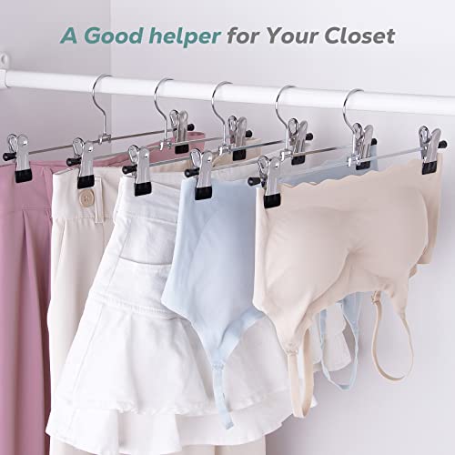 IEOKE Pant Hangers, 20 Pack Skirt Hangers with Clips Metal Trouser Clip Hangers for Heavy Duty Ultra Thin Space Saving