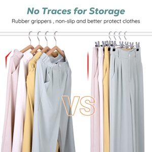 IEOKE Pant Hangers, 20 Pack Skirt Hangers with Clips Metal Trouser Clip Hangers for Heavy Duty Ultra Thin Space Saving