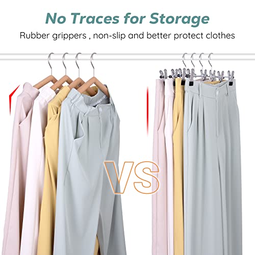 IEOKE Pant Hangers, 20 Pack Skirt Hangers with Clips Metal Trouser Clip Hangers for Heavy Duty Ultra Thin Space Saving