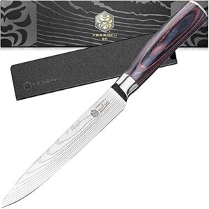 kessaku utility knife - 5.5 inch - samurai series - razor sharp kitchen knife - forged 7cr17mov high carbon stainless steel - wood handle with blade guard