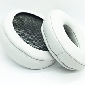 75mm Replacement Leather pu Round Cushion earpads Cups Ear Pads Pillow Cover for Pioneer HDJ-700 HDJ700 Stereo Headphone Headset (White)