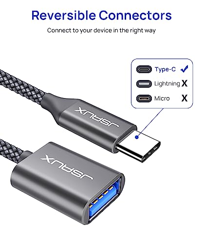 USB C to USB Adapter [2 Pack], JSAUX USB Type C Male to USB 3.0 Female OTG Cable Thunderbolt3 to USB Adapter Compatible with MacBook Pro/Air 2019 2018 2017, Samsung Galaxy S20 S20+ Ultra Note 10 S9 S8