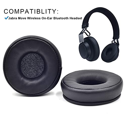 Move Ear Pads - Replacement 25h Ear Cushion Pillow Parts Cover Seals Foam Compatible with Jabra Move / 25h Wireless/Plantronics BackBeat FIT 505 500 On-Ear Bluetooth Headphones, Softer Leather