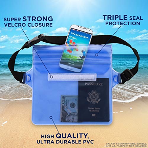 Waterproof Pouch with Waist Strap, 2 Pack The Most Durable # Super Lightweight Waterproof Phone Case/Wallet, Perfect for Kayaking Beach Pool Water Parks Boating Snorkeling Swimming and Fishing