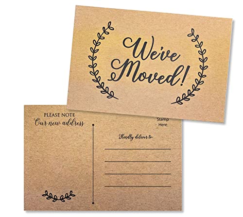 50 Moving Announcement Postcards - Fill in the Blank Change of Address - Rustic Kraft We've Moved Postcards, Change of New Address Moving Announcements, House Warming Gifts, Weve Moved Cards