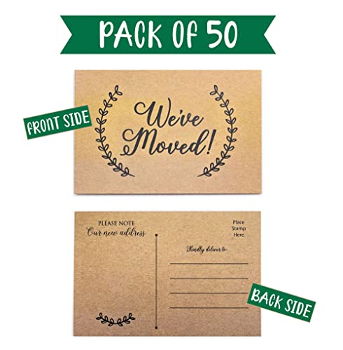 50 Moving Announcement Postcards - Fill in the Blank Change of Address - Rustic Kraft We've Moved Postcards, Change of New Address Moving Announcements, House Warming Gifts, Weve Moved Cards